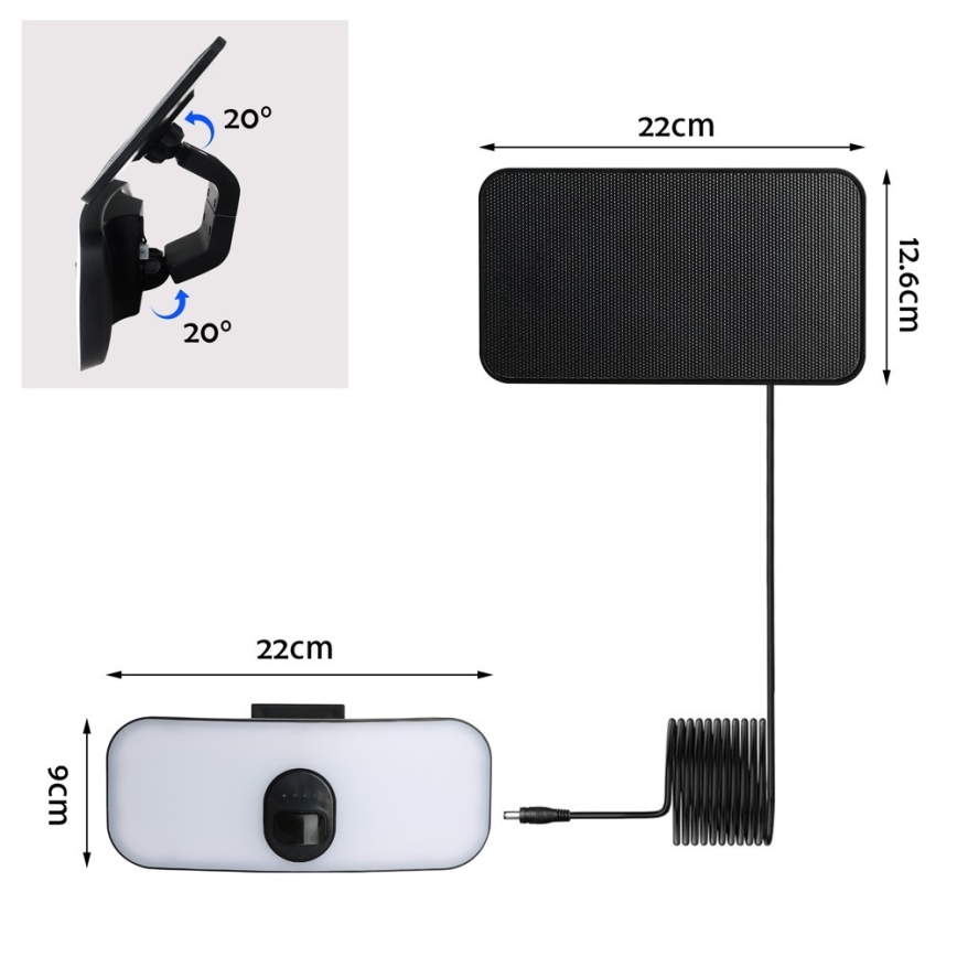 Iluminação solar de parede LED com sensor LED/13W/3,7V 4000K IP65