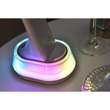 Candeeiro de mesa LED RGB com regulação e carregamento sem fios CORELLA LED/7W/12/230V branco
