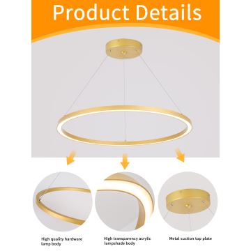 Immax NEO 07159-G80 - Candelabro suspenso LED com regulação FINO LED/60W/230V Tuya dourado + controlo remoto