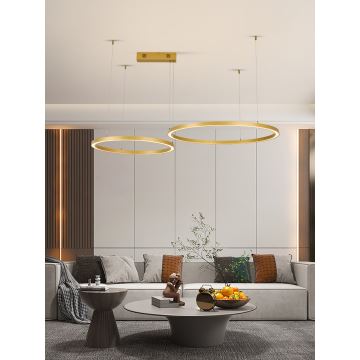 Immax NEO 07218L - Candelabro suspenso LED com regulação FINO LED/93W/230V 60/80cm dourada Tuya + comando