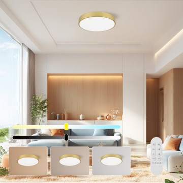 Immax NEO 07292L - Luminária de teto dimerizável NEO LITE SEMPLICI LED/36W/230V 3000-6000K diâmetro 40 cm Wi-Fi Tuya dourada + comando remoto