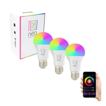 Immax NEO 07712C - CONJUNTO 3x LED RGB+CCT Lâmpada com regulação NEO LITE Wi-Fi Smart E27/9W/230V 2200-6500K