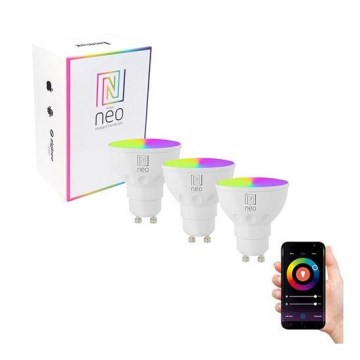 Immax NEO 07724C - CONJUNTO 3x Lâmpadas reguláveis LED RGB+CCT GU10/6W/230V Wi-Fi Tuya