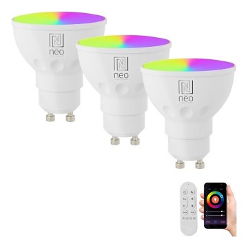 Immax NEO 07724CDO - CONJUNTO 3x LED RGB+ Lâmpada CCT com regulação GU10/6W/230V 2700-6500K Wi-Fi Tuya + comando