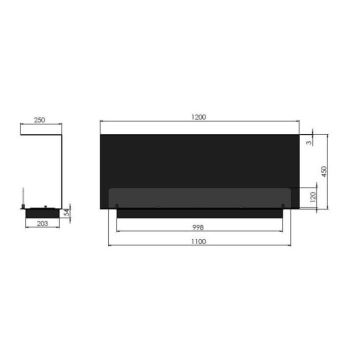 InFire - Lareira BIO embutida 120x45 cm 3kW preta