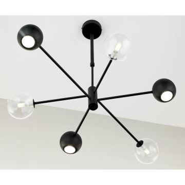 Jupiter 1995 - Candeeiro suspenso MOKA 3xGU10/10W/230V + 3xG9/10W/230V preto/transparente