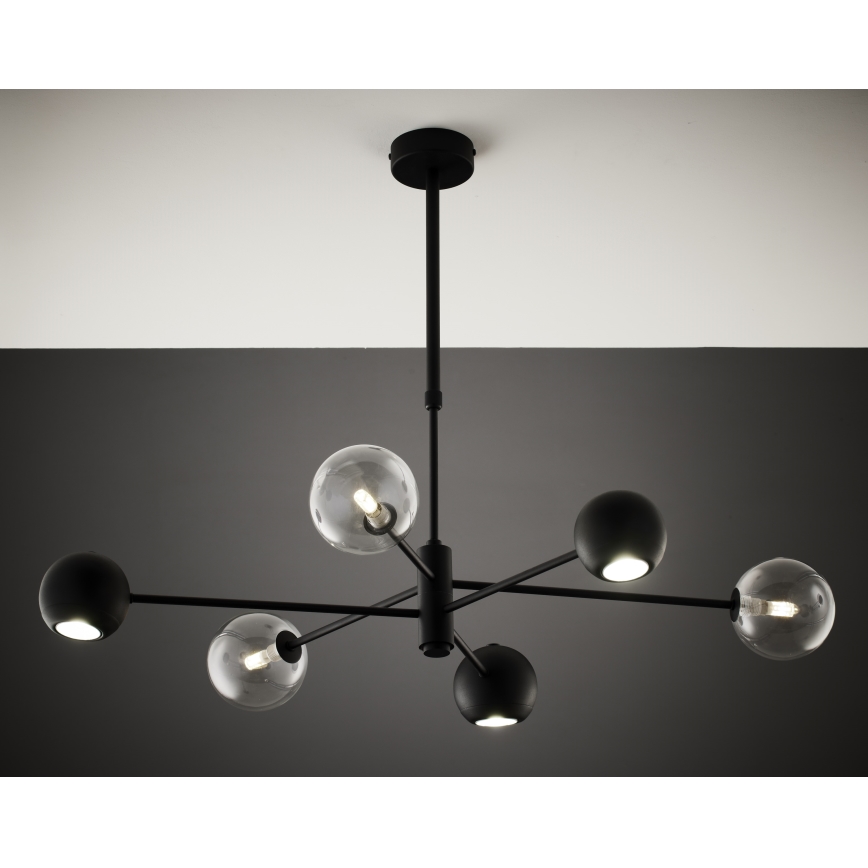 Jupiter 1995 - Candeeiro suspenso MOKA 3xGU10/10W/230V + 3xG9/10W/230V preto/transparente