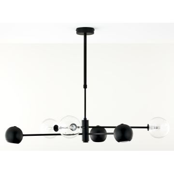 Jupiter 1995 - Candeeiro suspenso MOKA 3xGU10/10W/230V + 3xG9/10W/230V preto/transparente