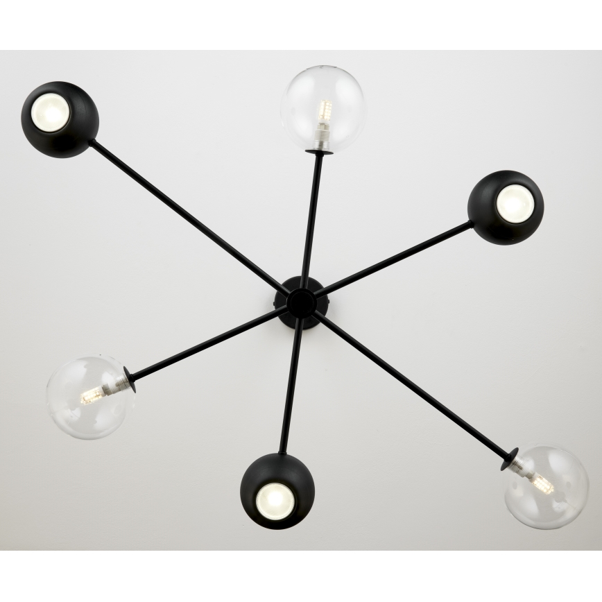 Jupiter 1995 - Candeeiro suspenso MOKA 3xGU10/10W/230V + 3xG9/10W/230V preto/transparente