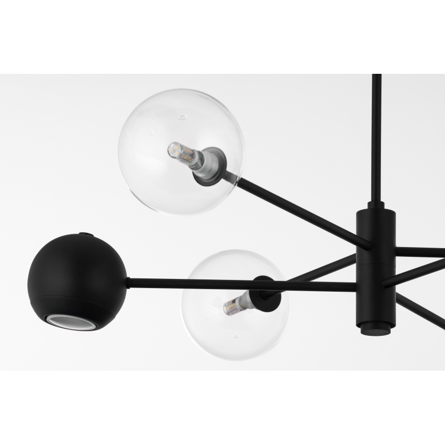 Jupiter 1995 - Candeeiro suspenso MOKA 3xGU10/10W/230V + 3xG9/10W/230V preto/transparente