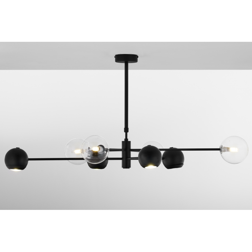 Jupiter 1996 - Candeeiro suspenso MOKA 4xGU10/10W/230V + 4xG9/10W/230V preto/transparente