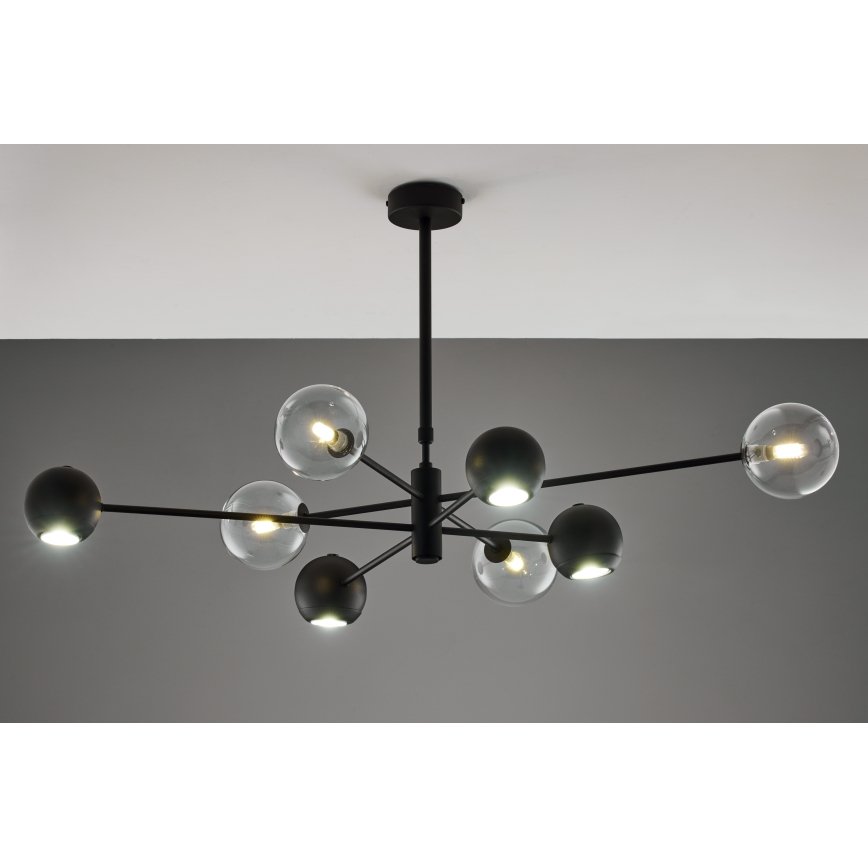 Jupiter 1996 - Candeeiro suspenso MOKA 4xGU10/10W/230V + 4xG9/10W/230V preto/transparente