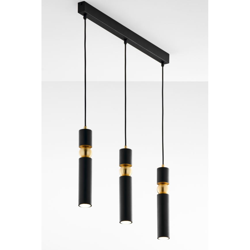 Jupiter 2004 - Candeeiro suspenso ALAS 3xGU10/10W/230V preto/dourado