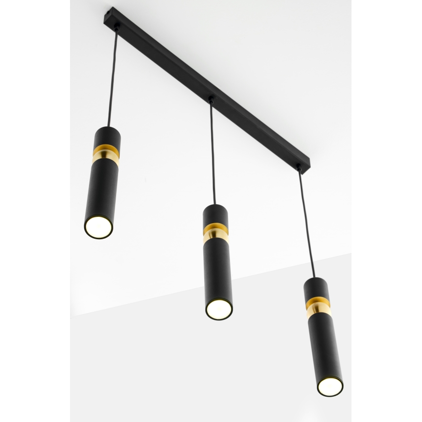 Jupiter 2004 - Candeeiro suspenso ALAS 3xGU10/10W/230V preto/dourado