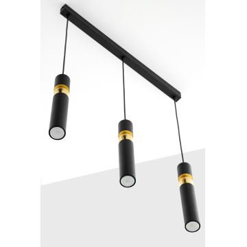 Jupiter 2004 - Candeeiro suspenso ALAS 3xGU10/10W/230V preto/dourado