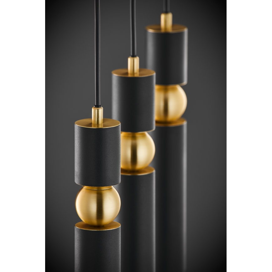 Jupiter 2004 - Candeeiro suspenso ALAS 3xGU10/10W/230V preto/dourado