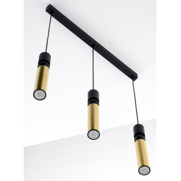 Jupiter 2007 - Candeeiro suspenso ALAS 3xGU10/10W/230V dourado/preto