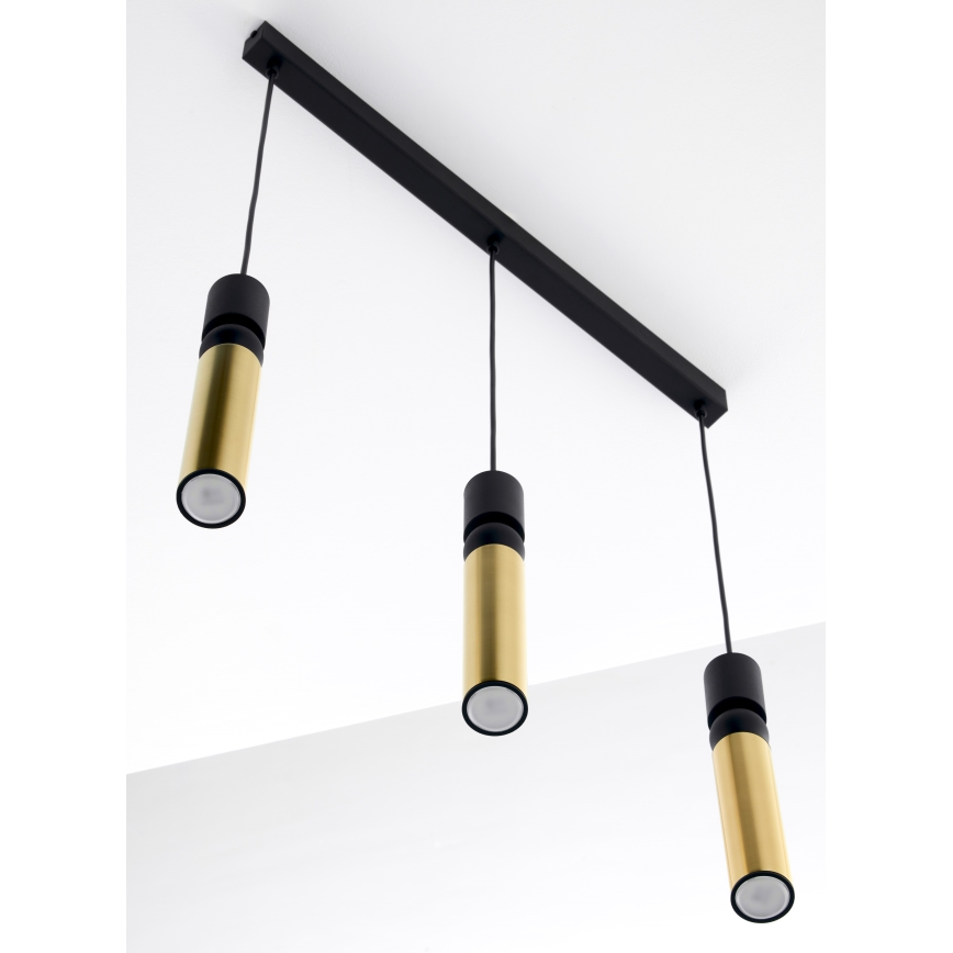 Jupiter 2007 - Candeeiro suspenso ALAS 3xGU10/10W/230V dourado/preto