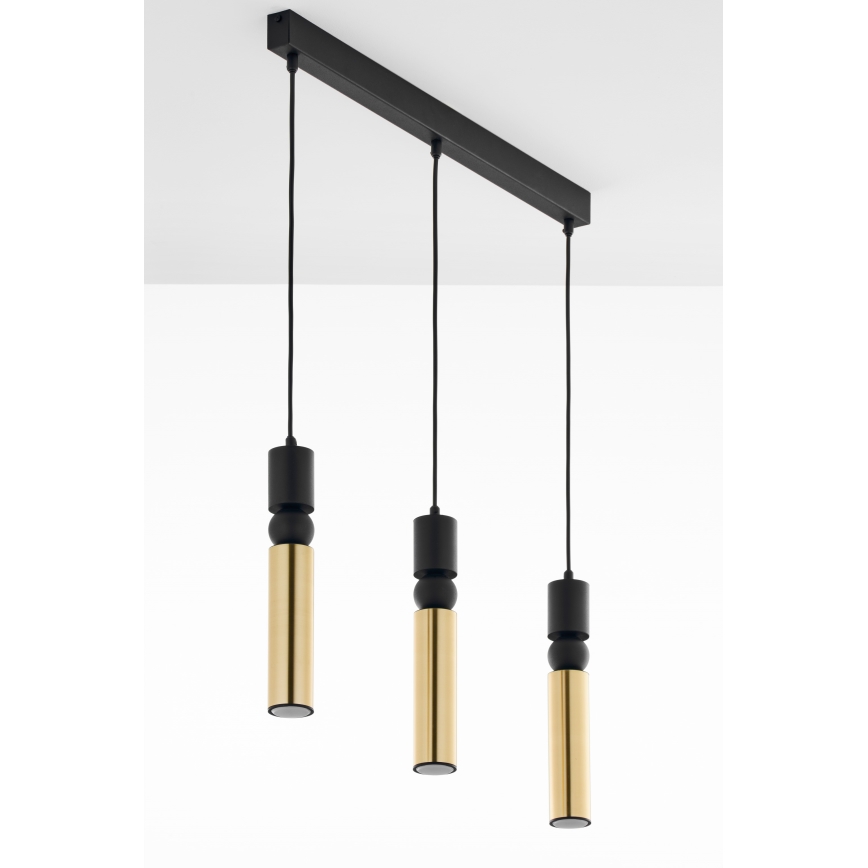 Jupiter 2007 - Candeeiro suspenso ALAS 3xGU10/10W/230V dourado/preto