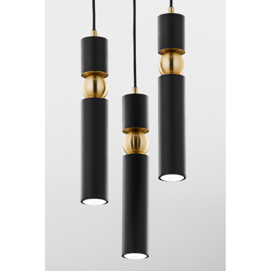 Jupiter 2013 - Candeeiro suspenso ALAS 3xGU10/10W/230V preto/dourado