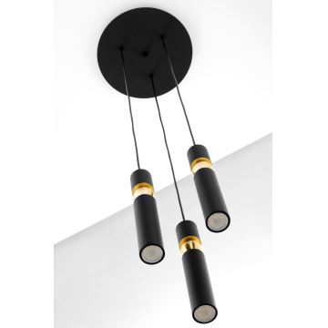 Jupiter 2013 - Candeeiro suspenso ALAS 3xGU10/10W/230V preto/dourado