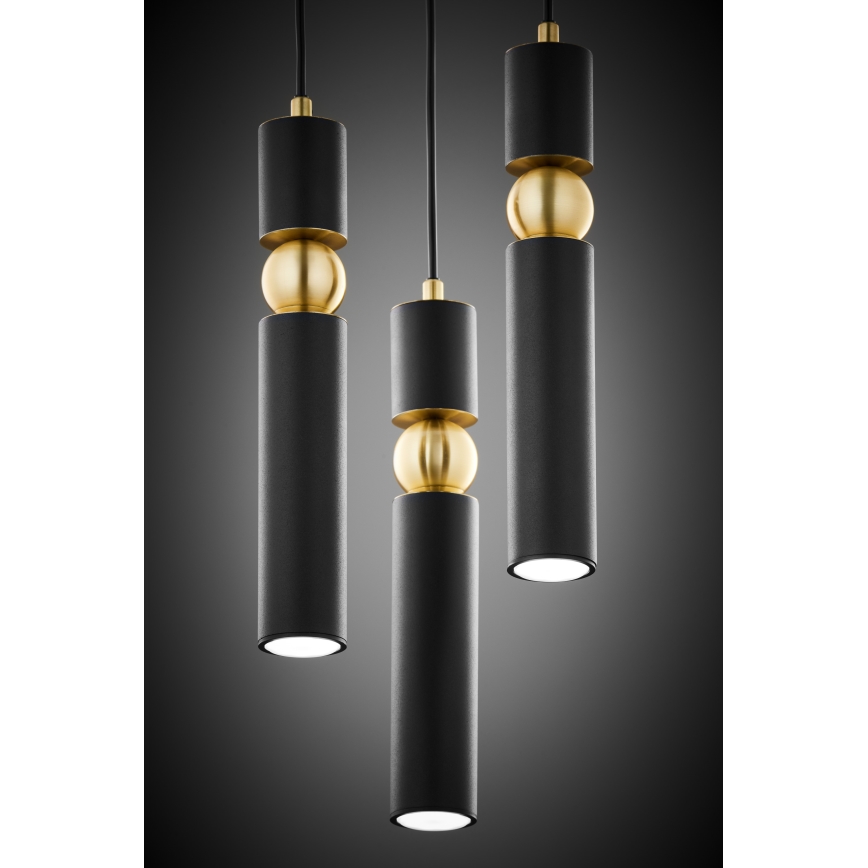 Jupiter 2013 - Candeeiro suspenso ALAS 3xGU10/10W/230V preto/dourado