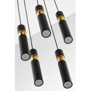 Jupiter 2014 - Candeeiro suspenso ALAS 5xGU10/10W/230V preto/dourado