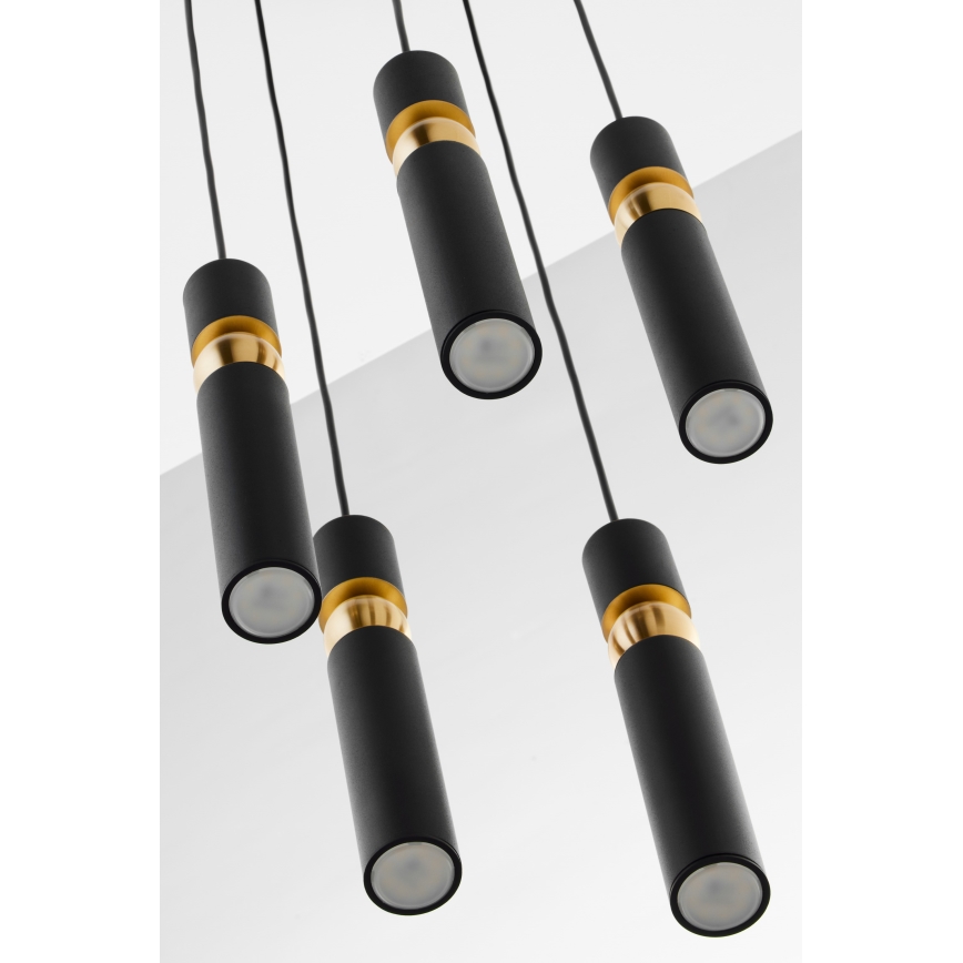 Jupiter 2014 - Candeeiro suspenso ALAS 5xGU10/10W/230V preto/dourado