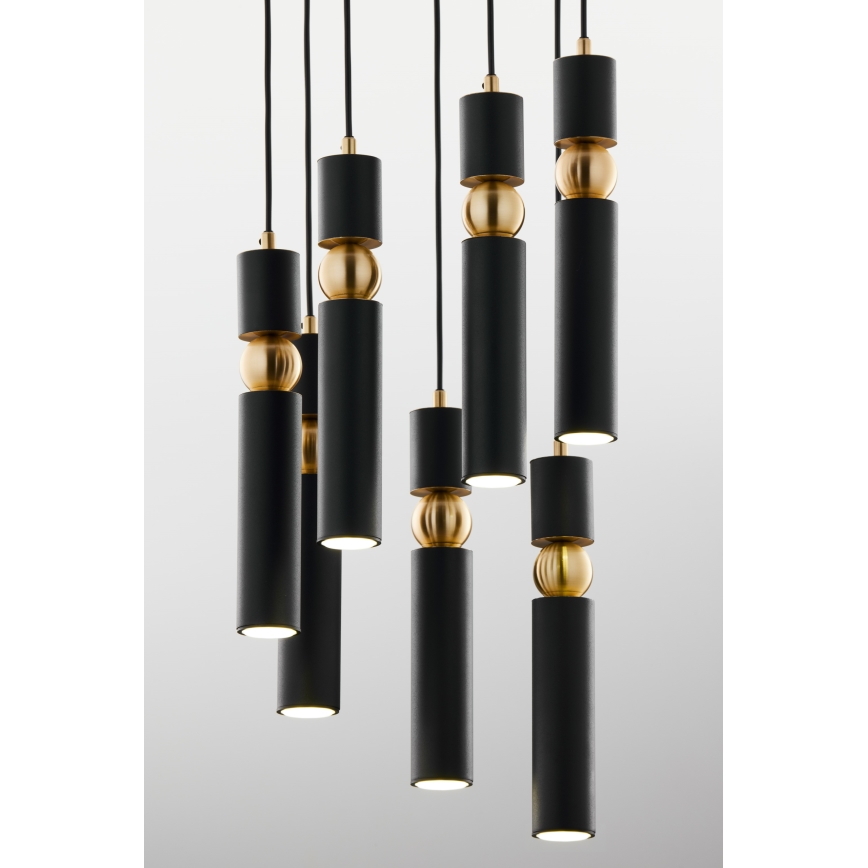 Jupiter 2015 - Candeeiro suspenso ALAS 7xGU10/10W/230V preto/dourado