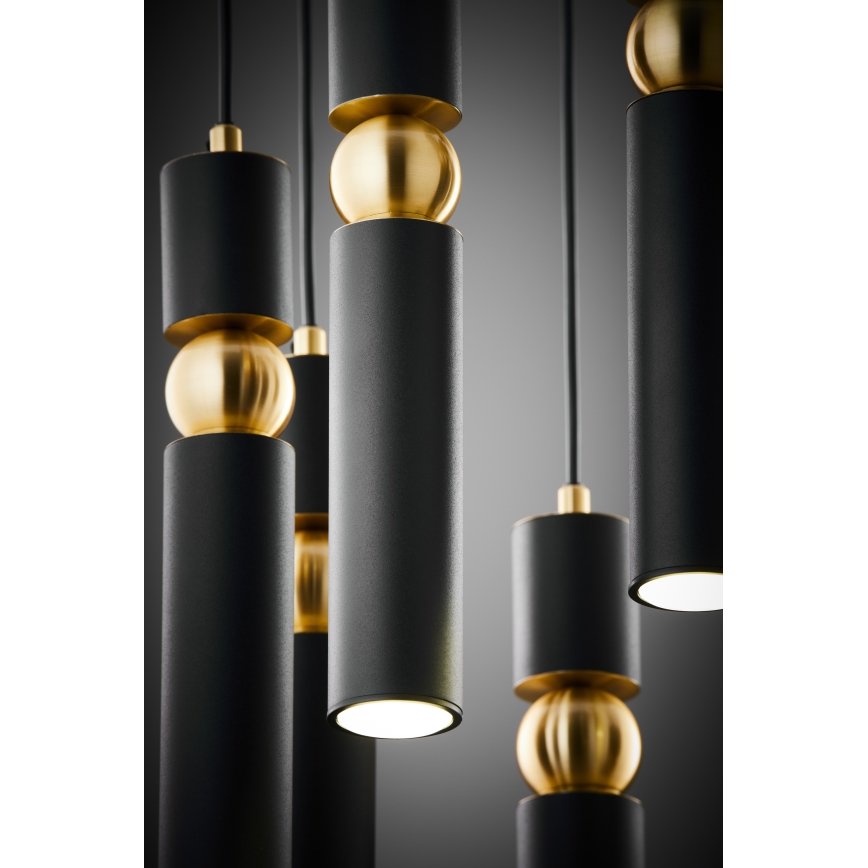 Jupiter 2015 - Candeeiro suspenso ALAS 7xGU10/10W/230V preto/dourado