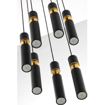 Jupiter 2015 - Candeeiro suspenso ALAS 7xGU10/10W/230V preto/dourado