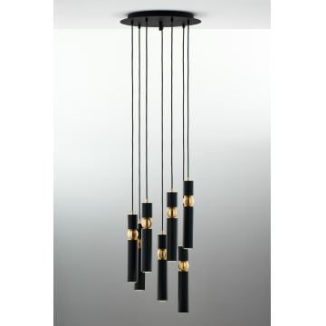 Jupiter 2015 - Candeeiro suspenso ALAS 7xGU10/10W/230V preto/dourado