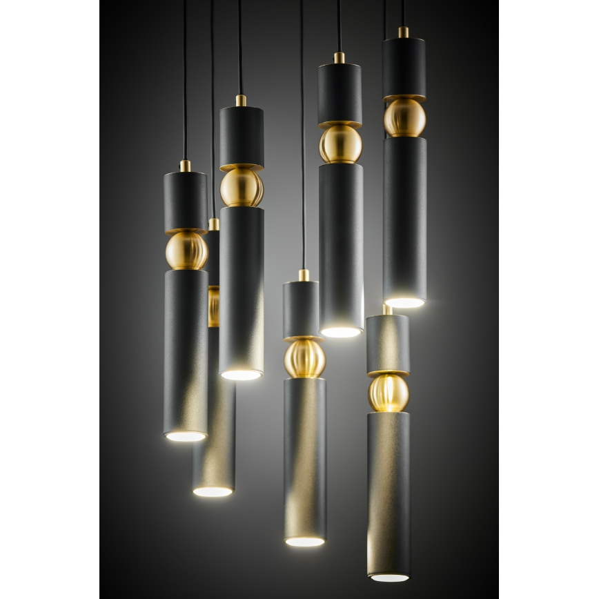 Jupiter 2015 - Candeeiro suspenso ALAS 7xGU10/10W/230V preto/dourado