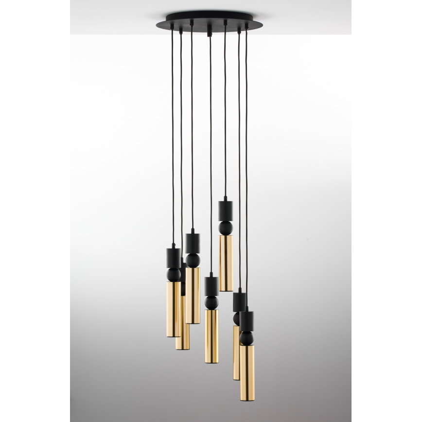 Jupiter 2018 - Candeeiro suspenso ALAS 7xGU10/10W/230V dourado/preto