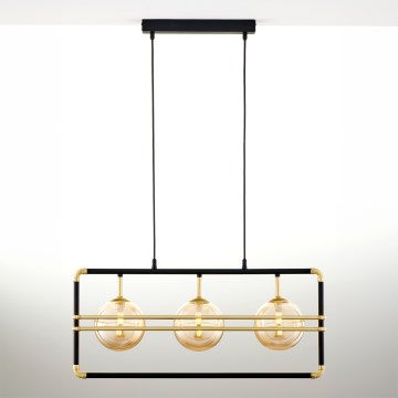 Jupiter 2027 - Candeeiro suspenso FIORI 3xG9/10W/230V preto/dourado/bege