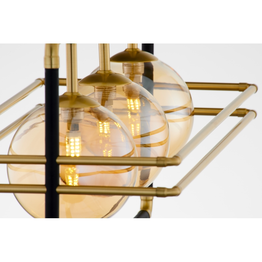 Jupiter 2027 - Candeeiro suspenso FIORI 3xG9/10W/230V preto/dourado/bege