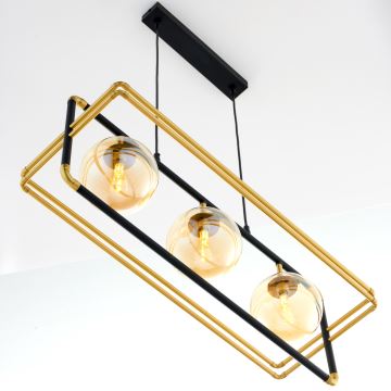 Jupiter 2027 - Candeeiro suspenso FIORI 3xG9/10W/230V preto/dourado/bege