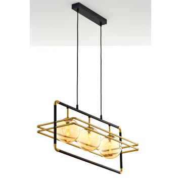 Jupiter 2027 - Candeeiro suspenso FIORI 3xG9/10W/230V preto/dourado/bege