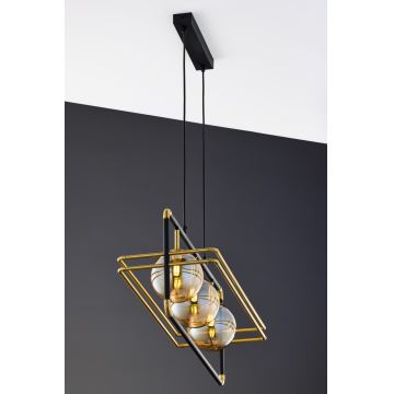 Jupiter 2027 - Candeeiro suspenso FIORI 3xG9/10W/230V preto/dourado/bege