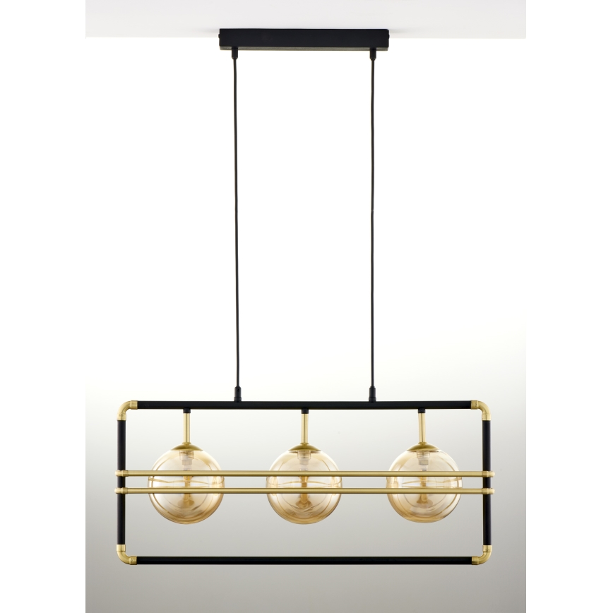 Jupiter 2027 - Candeeiro suspenso FIORI 3xG9/10W/230V preto/dourado/bege