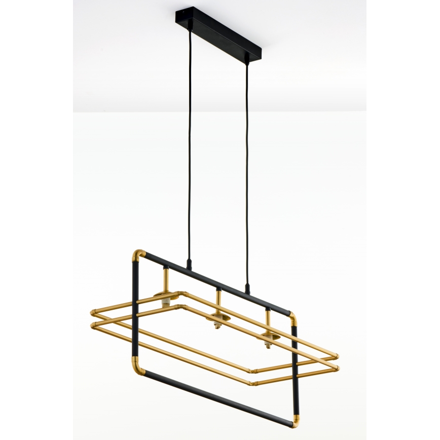 Jupiter 2027 - Candeeiro suspenso FIORI 3xG9/10W/230V preto/dourado/bege