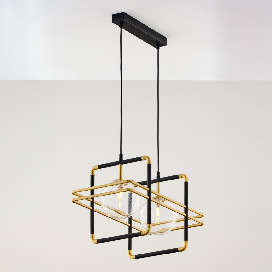 Jupiter 2029 - Candeeiro suspenso FIORI 2xG9/10W/230V preto/dourado/transparente