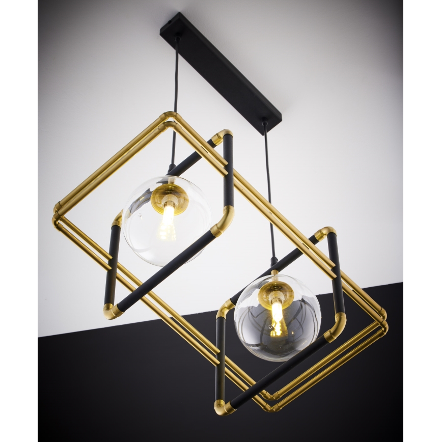 Jupiter 2029 - Candeeiro suspenso FIORI 2xG9/10W/230V preto/dourado/transparente