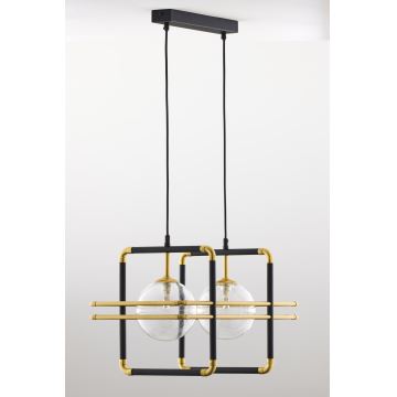 Jupiter 2029 - Candeeiro suspenso FIORI 2xG9/10W/230V preto/dourado/transparente