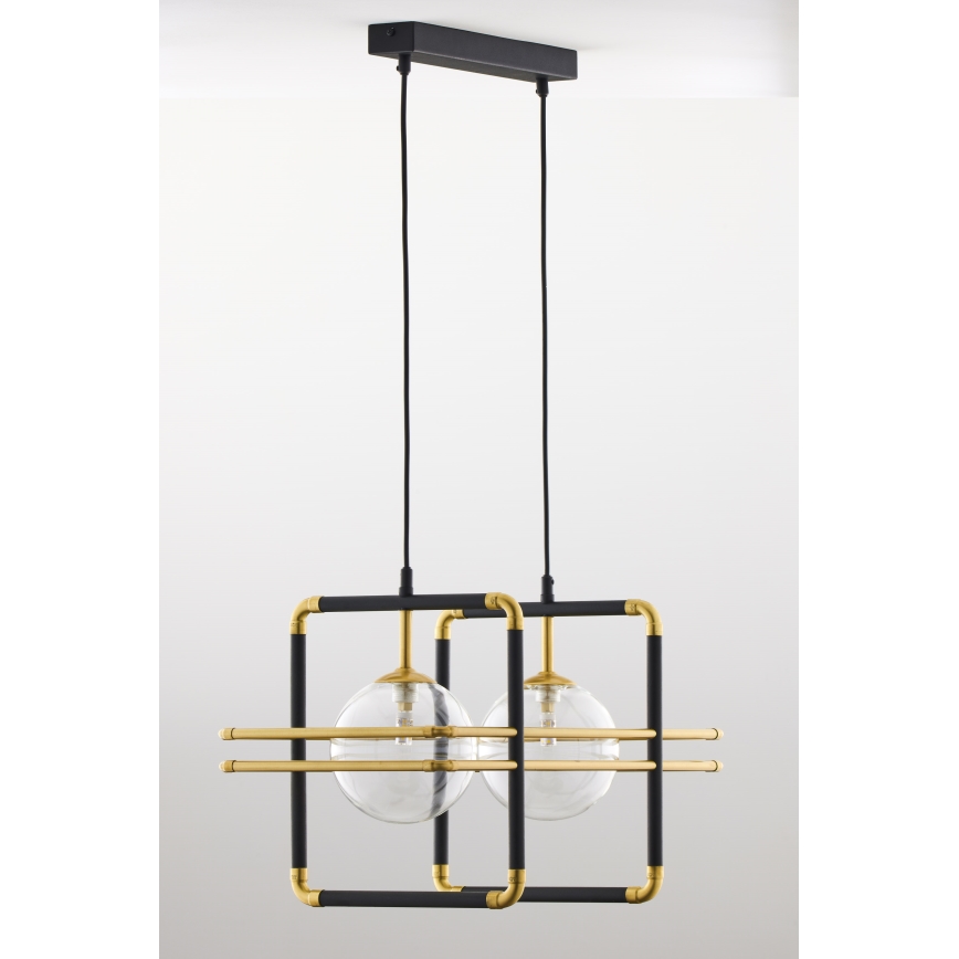 Jupiter 2029 - Candeeiro suspenso FIORI 2xG9/10W/230V preto/dourado/transparente