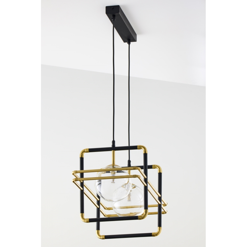 Jupiter 2029 - Candeeiro suspenso FIORI 2xG9/10W/230V preto/dourado/transparente