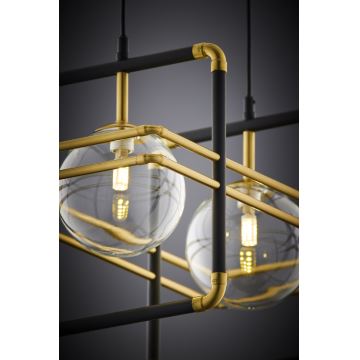 Jupiter 2029 - Candeeiro suspenso FIORI 2xG9/10W/230V preto/dourado/transparente