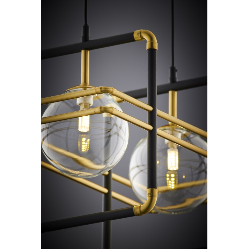 Jupiter 2029 - Candeeiro suspenso FIORI 2xG9/10W/230V preto/dourado/transparente