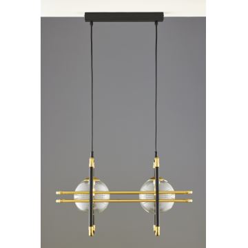 Jupiter 2029 - Candeeiro suspenso FIORI 2xG9/10W/230V preto/dourado/transparente