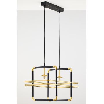 Jupiter 2029 - Candeeiro suspenso FIORI 2xG9/10W/230V preto/dourado/transparente